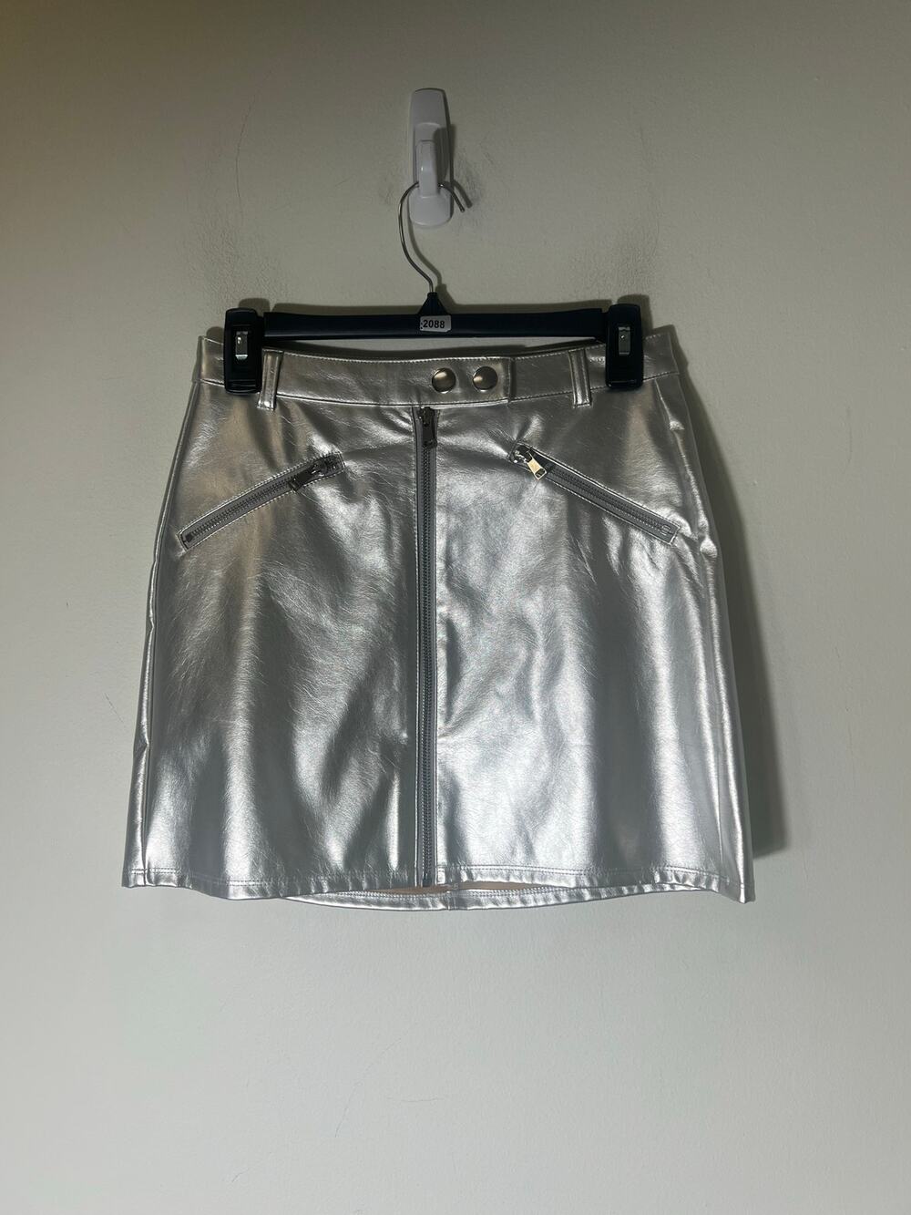 Wild Fable Faux Silver Leather Mini Skirt Sz 2